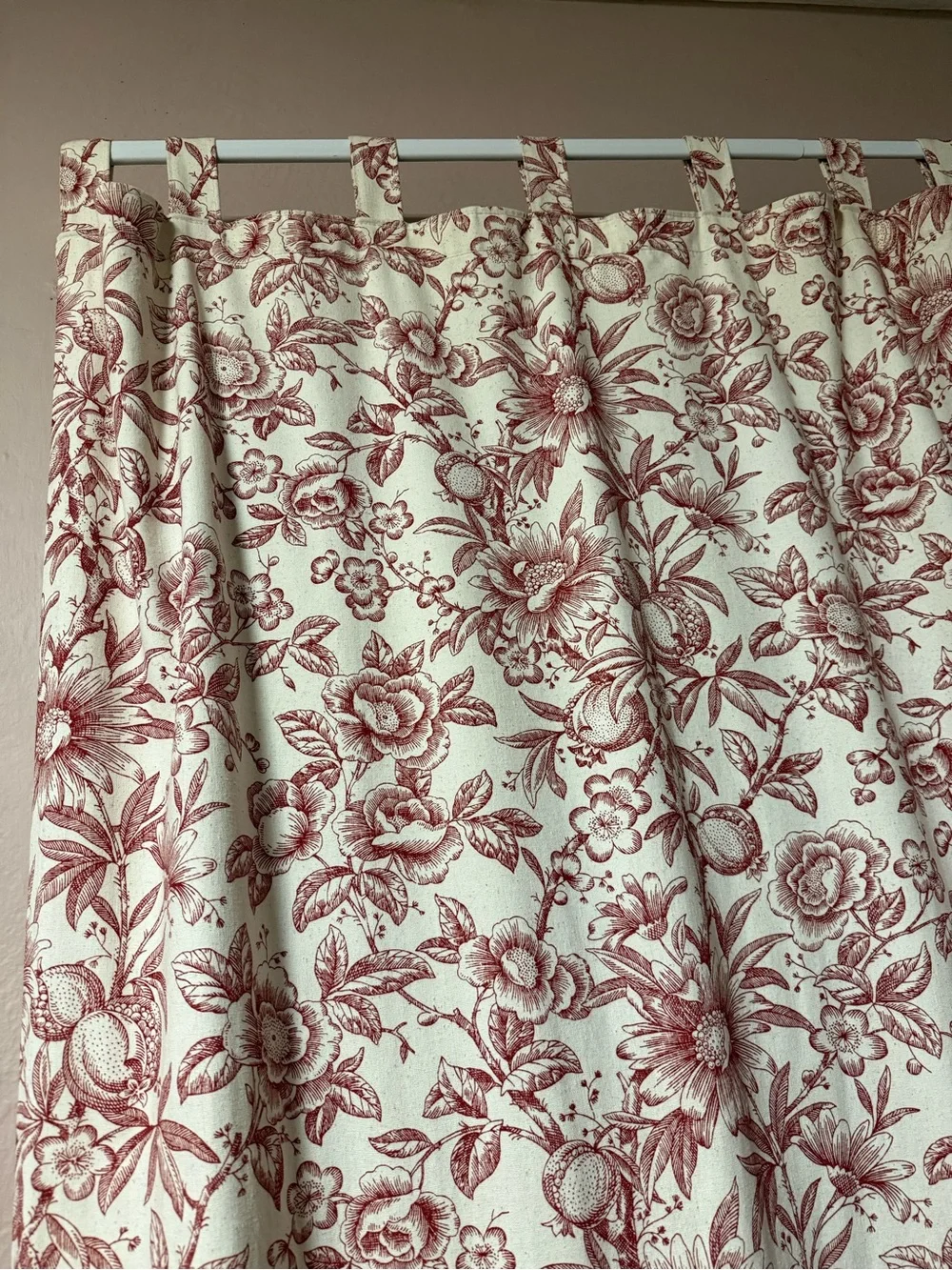 Bed Bath & Beyond Red Floral Curtain Panels three piece